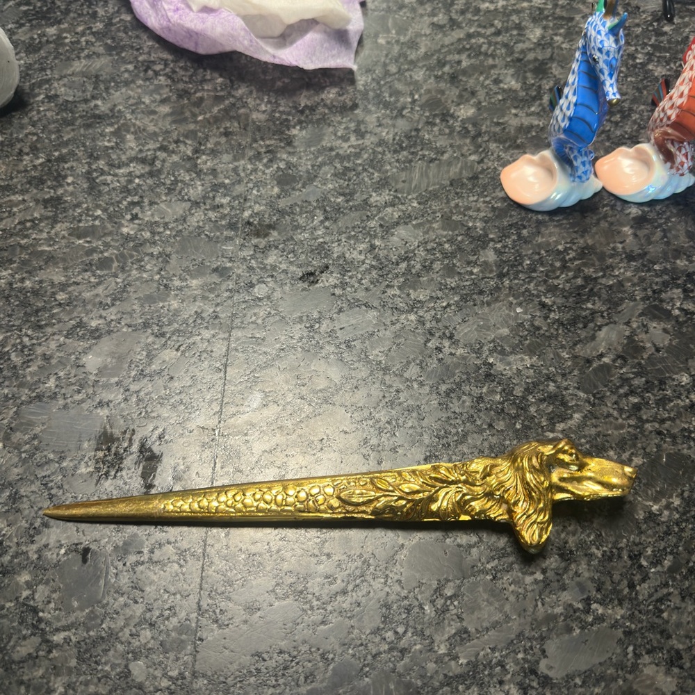 Austrian Ormolu dog motif letter opener